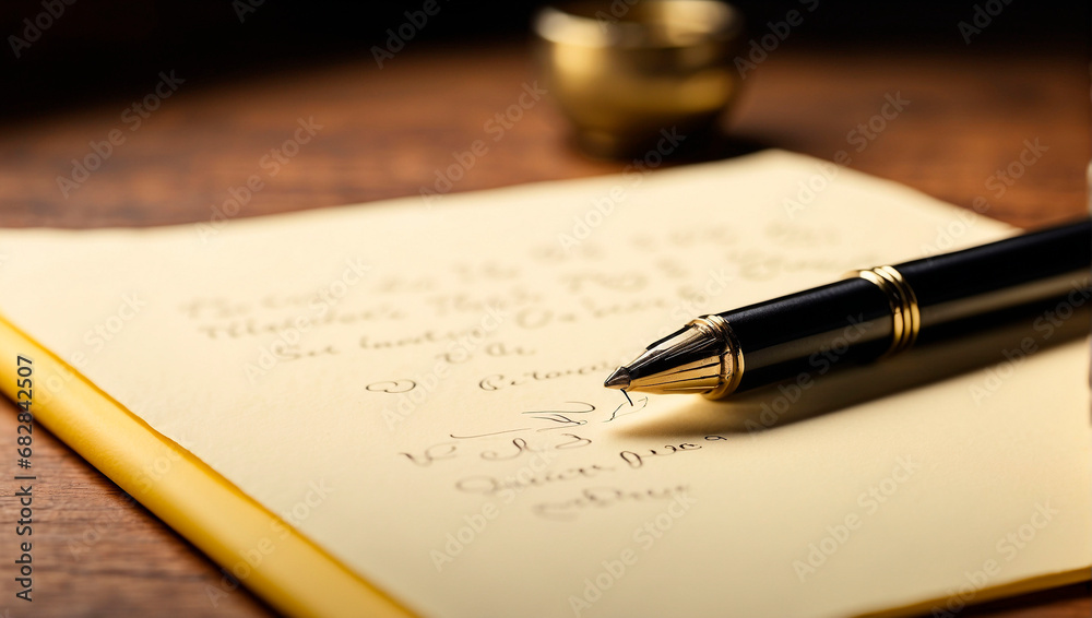Close-up ink pen lying on desktop, super detailed. Close-up ink pen lying on desktop, super detailed.