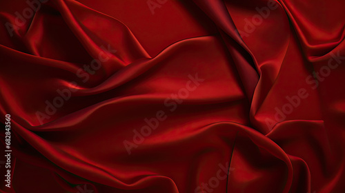 red satinbackground, black red silk satin. Beautiful soft folds. Shiny fabric.Dark luxury background with space for design. Christmas, Birthday, Valentine day, Valentine. Festive concept. Banner. Flat
