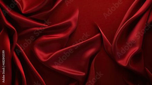 red satinbackground, black red silk satin. Beautiful soft folds. Shiny fabric.Dark luxury background with space for design. Christmas, Birthday, Valentine day, Valentine. Festive concept. Banner. Flat photo