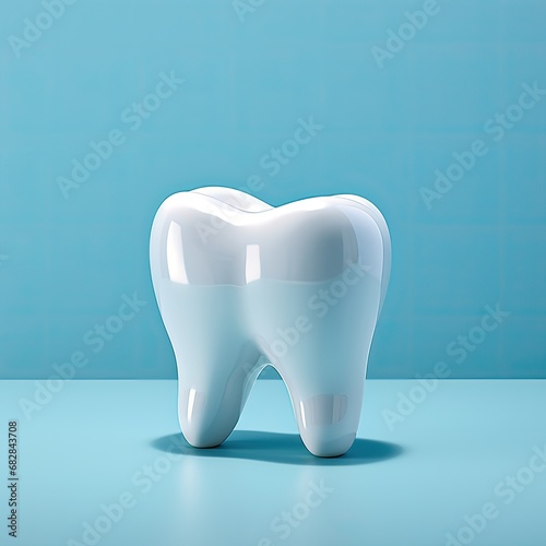 White ceramic shining tooth  3d cartoon style
