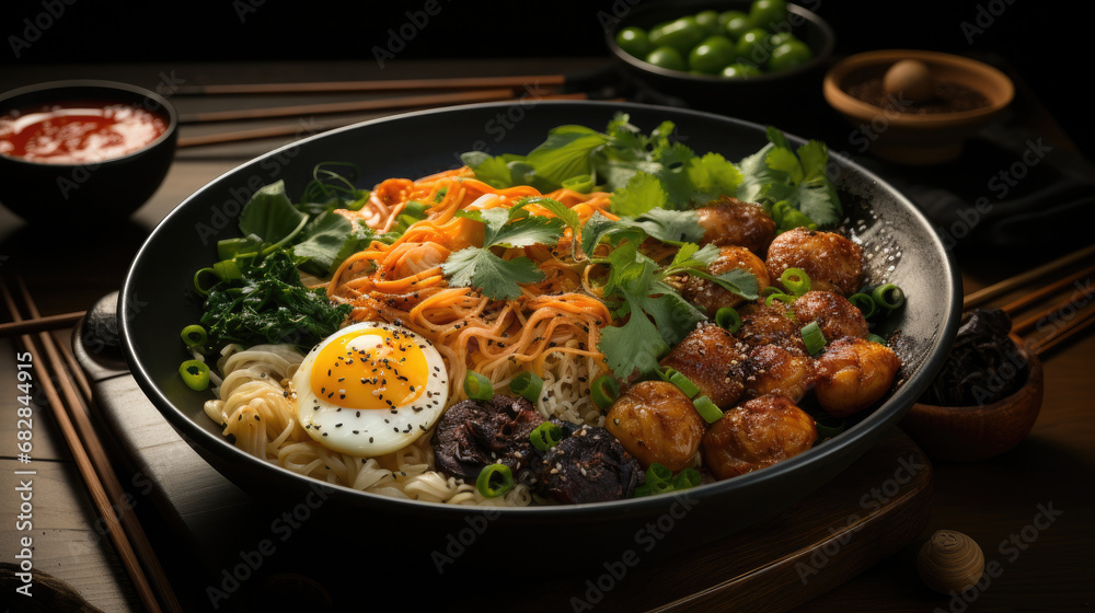 Mapo noodles, chicken and vegetable stew Mapo noodles, chicken and vegetable stew