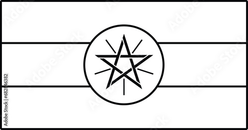 Ethiopian flag , Vector black and white on white background