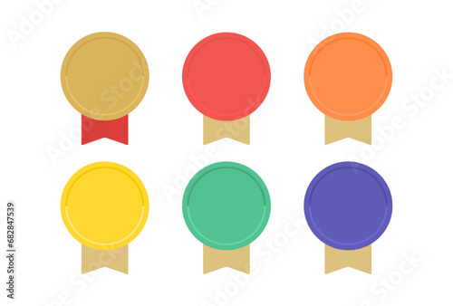 シンプルでかわいいリボン付きのバッジ･記章･メダルのアイコンのセット - ランキングや等級のイメージ