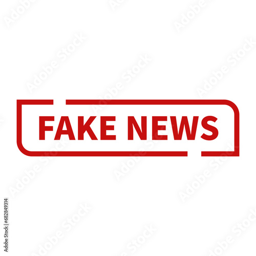 Fake News Stamp In Red Rectangle Line Shape For Information Announcement Sign
