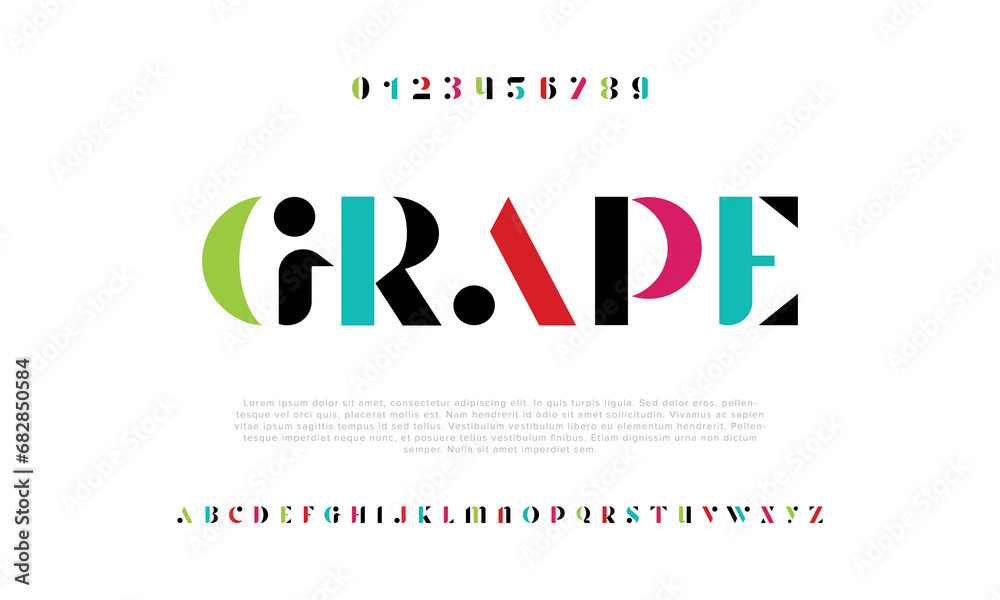 Grand Modern abstract digital alphabet colorful font minimal technology typography creative urban. vector illustration