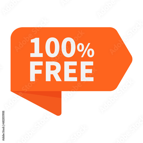 100 Free In Orange Rectangle Ribbon Shape For Information Promotion Business Marketing
