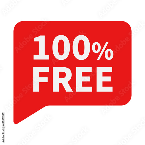 100 Free In Red Rectangle Shape For Information Advertising Business Marketing
