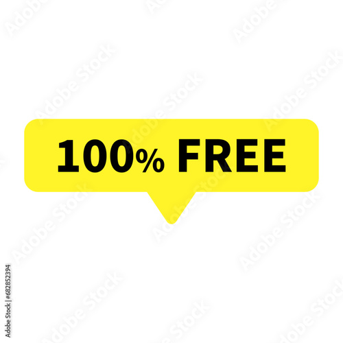 100 Free In Yellow Rectangle Shape For Information Promotion Business Marketing
