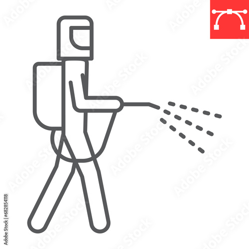 Exterminator line icon, pest control and pesticide, fumigation icon vector icon, vector graphics, editable stroke outline sign, eps 10.