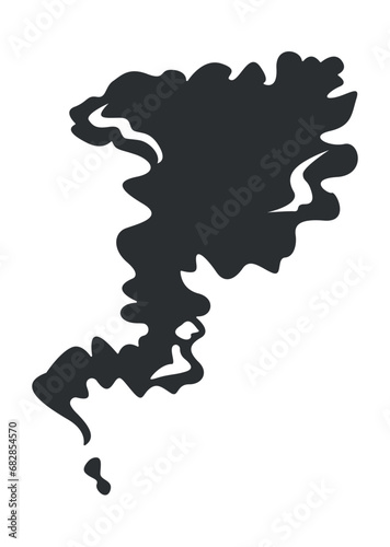 Explosion in flat black design. This remarkable illustration showcase the black and white style adds depth and drama to a scene of explosive energy and smoke. Vector illustration.