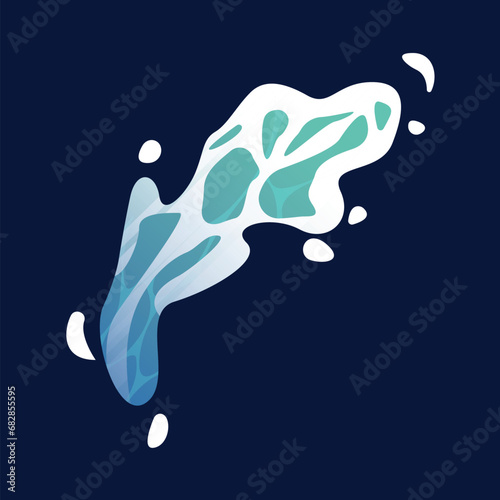 Water splash of set in flat cartoon design. In this remarkable artwork the vivid water splashes dances gracefully amidst the darkness of the background. Vector illustration.