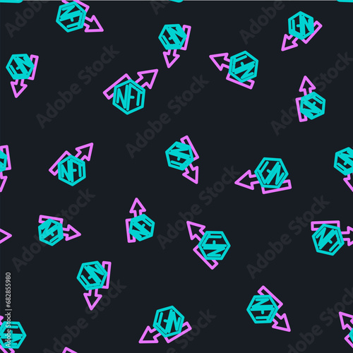 Line NFT growth bar chart icon isolated seamless pattern on black background. Non fungible token. Digital crypto art concept. Vector