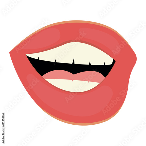 Emotion lips in flat cartoon design. Demonstration of the world of colorful emotion with this remarkable illustration, as it portrays a variety of feelings through bright lips. Vector illustration.