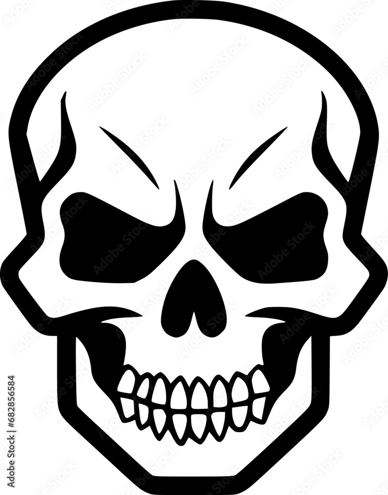 Fototapeta premium Skull - Black and White Isolated Icon - Vector illustration