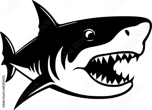 Shark   Black and White Vector illustration