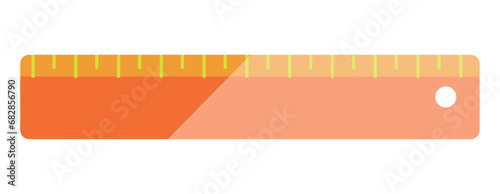 Stationery elements of flat cartoon set. This image with a colorful style beautifully presents a set of school stationery, including a vibrant ruler for geometry lessons. Vector illustration.