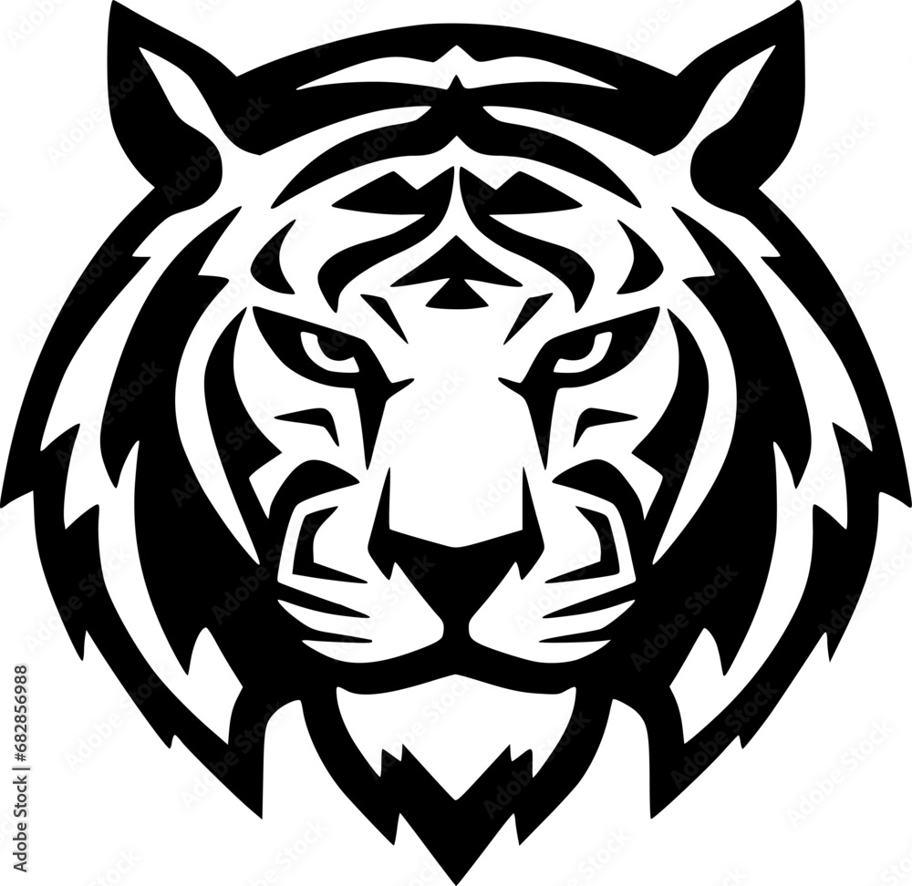 Fototapeta premium Tiger | Black and White Vector illustration