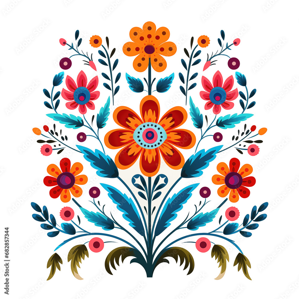 Blooming floral folk art style, Generative AI Blooming floral folk art style, Generative AI