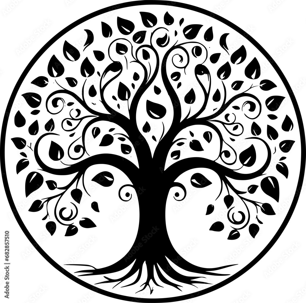 Tree | Black and White Vector illustration Tree | Black and White Vector illustration
