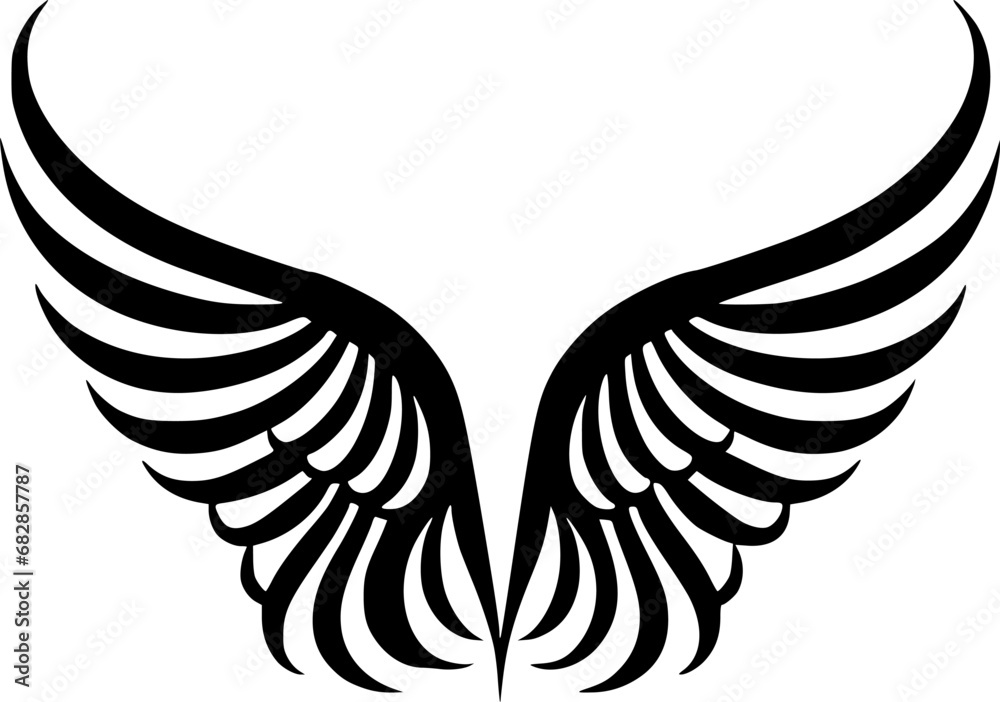 Obraz premium Angel Wings - Black and White Isolated Icon - Vector illustration