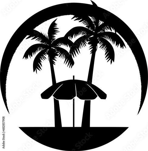 Beach | Black and White Vector illustration