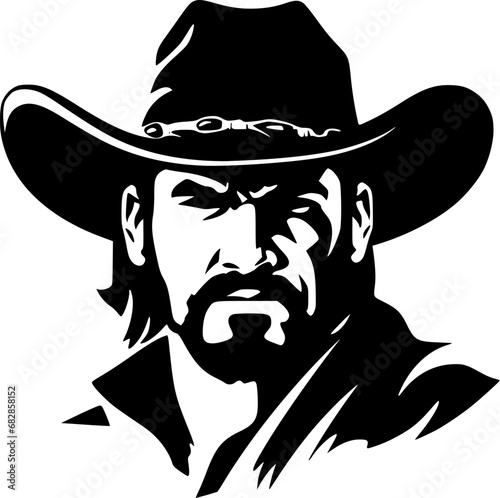 Cowboy - Black and White Isolated Icon - Vector illustration