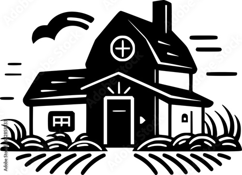 Farmhouse | Minimalist and Simple Silhouette - Vector illustration