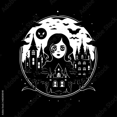 Fantasy - Black and White Isolated Icon - Vector illustration