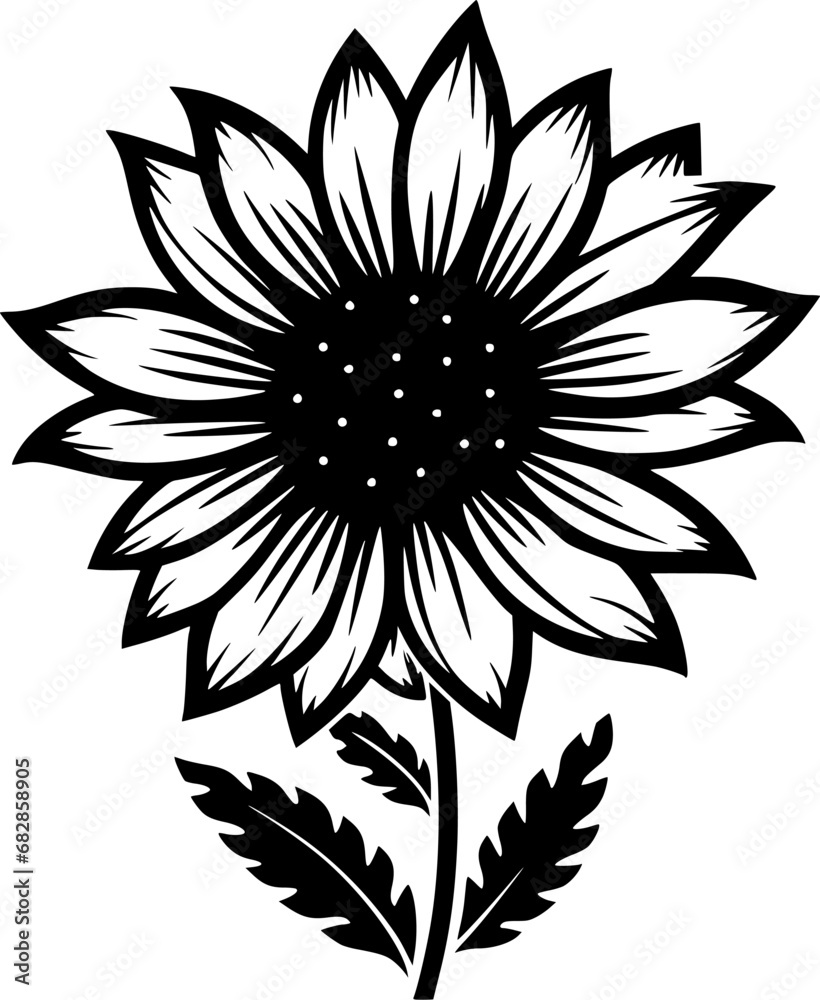 Flower | Black and White Vector illustration