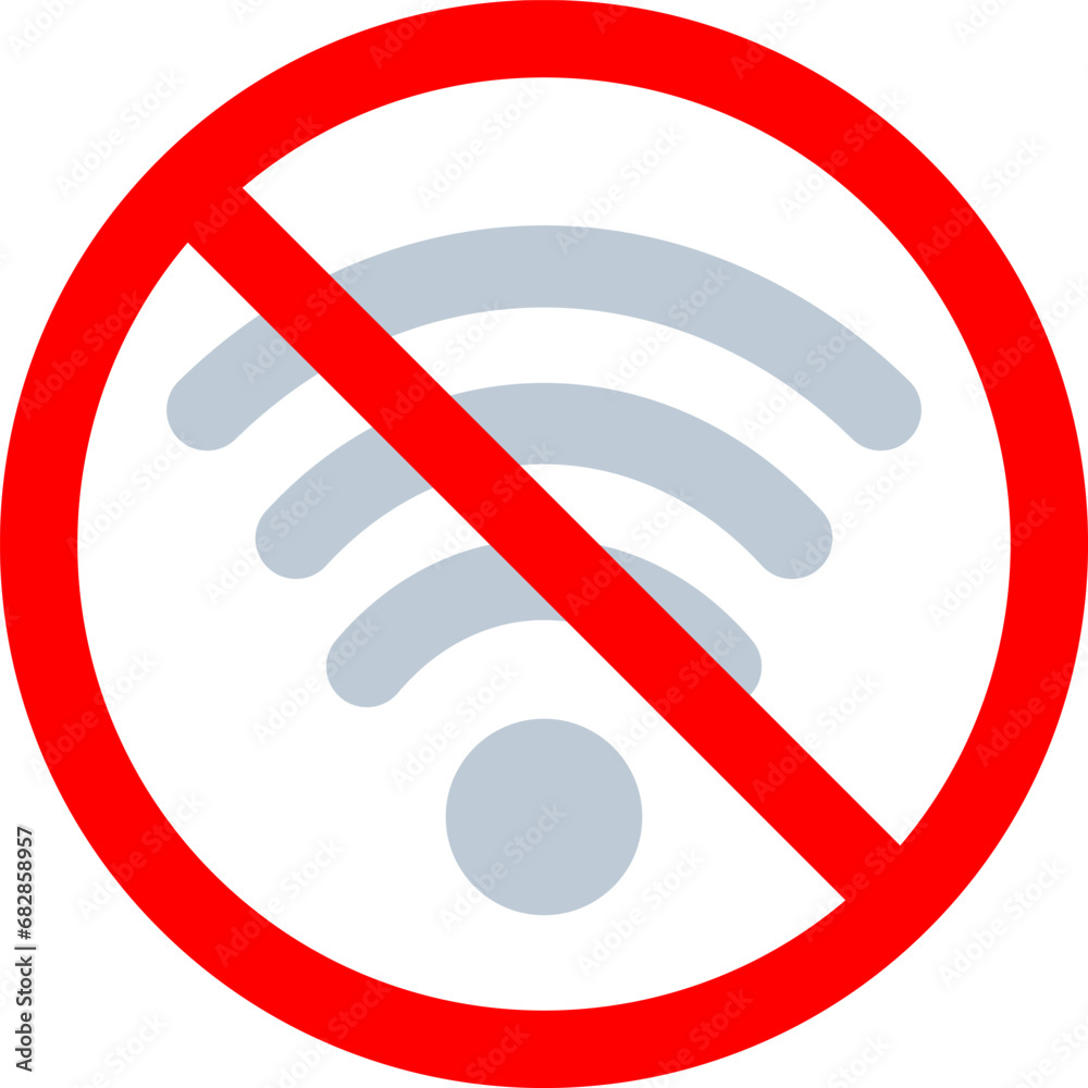 No wi-fi sign. Wifi prohibition symbol. Vector illustration. No wi-fi sign. Wifi prohibition symbol. Vector illustration.