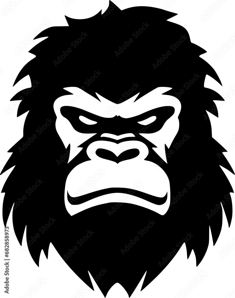 Gorilla | Black and White Vector illustration