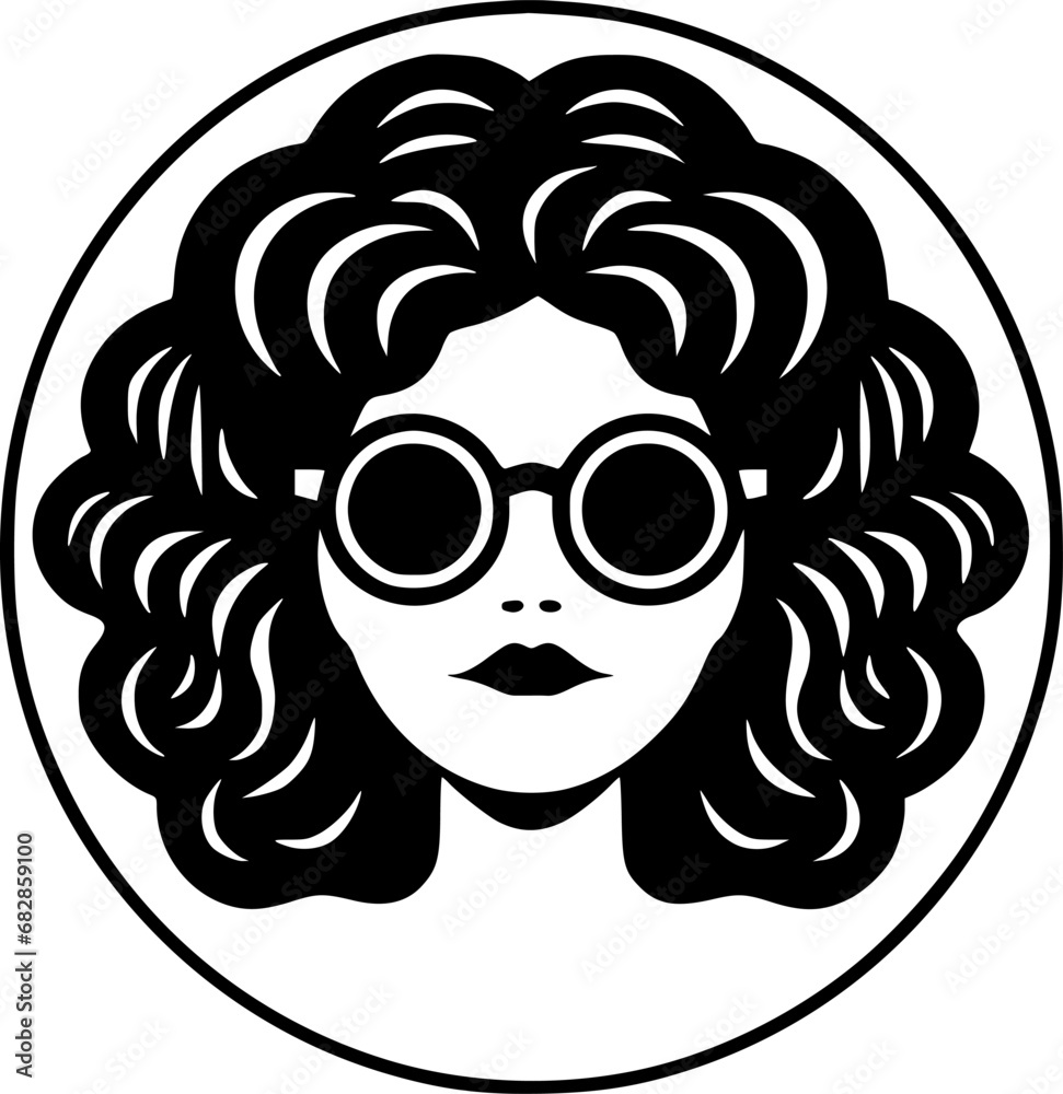 Hippy - Black and White Isolated Icon - Vector illustration