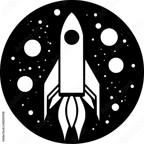 Rocket | Black and White Vector illustration
