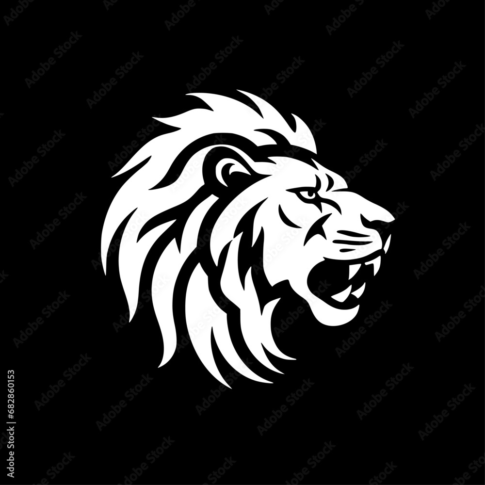 Lion - Black and White Isolated Icon - Vector illustration