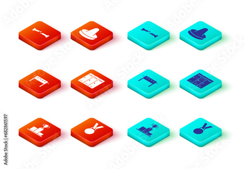 Set Hockey over sports winner podium, Medal, table, Locker changing room, Mallet for playing air hockey and Human broken bone icon. Vector