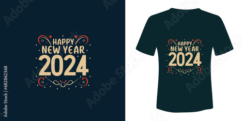 happy new year 2024 t shirt design photo