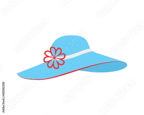 Cloth of flat cartoon set. This colorful women's hat adds a touch of elegance to any outfit, making it a versatile accessory for those who appreciate high fashion. Vector illustration.