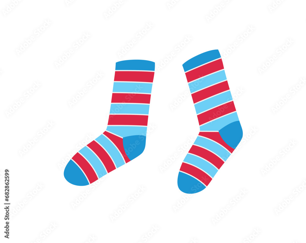 Cloth of flat cartoon set. Stylish design of socks adds a playful touch to your outfit, making them an essential accessory for fashion enthusiasts. Vector illustration. Cloth of flat cartoon set. Stylish design of socks adds a playful touch to your outfit, making them an essential accessory for fashion enthusiasts. Vector illustration.