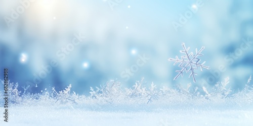 A blue winter background with white dots of snow  snowflakes dots  minimalist monochromes  pastel colors  wallpaper. 