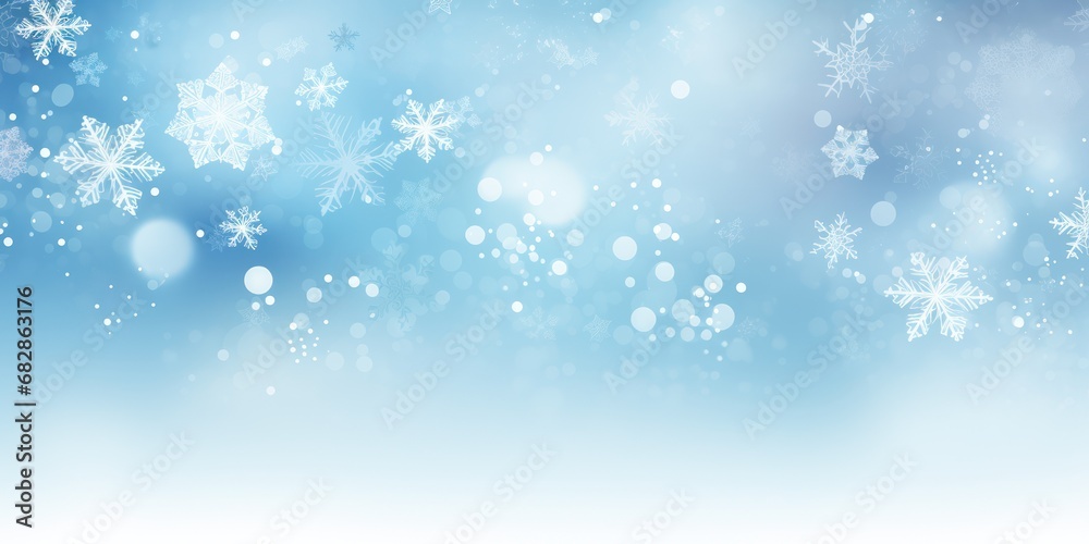 Abstract blue winter watercolor background. Sky pattern with snow. Light blue watercolour paper texture background