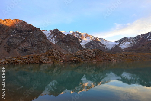 Kol Tor lake located above Kol Ukok in Tian Shan Mountains, Naryn region, Kyrgyzstan