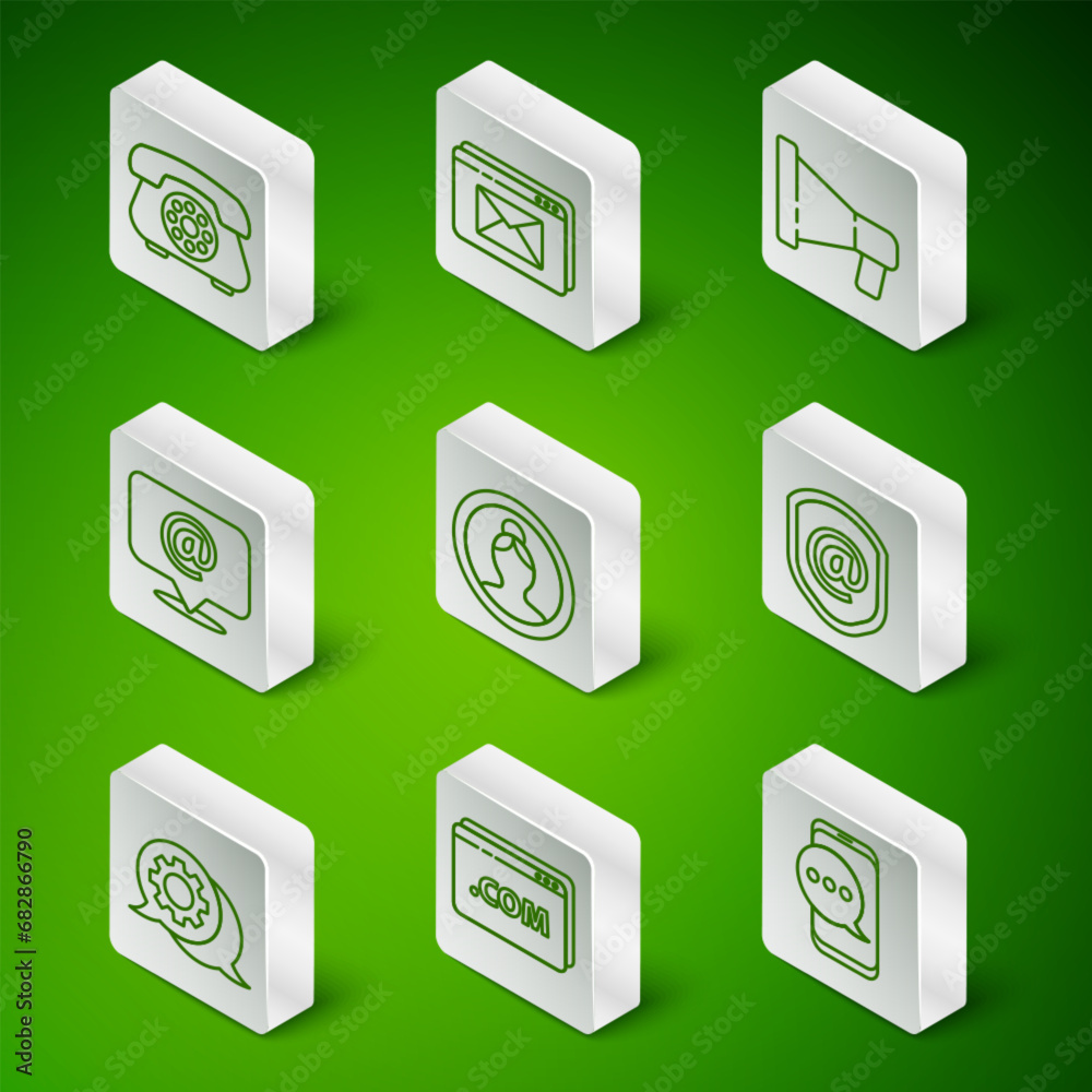 Set line Chat messages notification on phone, Website template, Telephone, Create account screen, Mail and e-mail, envelope, Speech bubble chat and Shield with icon. Vector Set line Chat messages notification on phone, Website template, Telephone, Create account screen, Mail and e-mail, envelope, Speech bubble chat and Shield with icon. Vector
