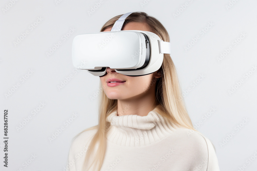 Youngster watching 3d object in virtual world fun cheerful vr glasses goggles generative ai Youngster watching 3d object in virtual world fun cheerful vr glasses goggles generative ai