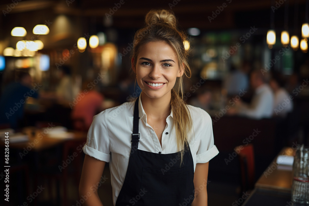 Generative ai image of smiling successful confident woman cafe owner