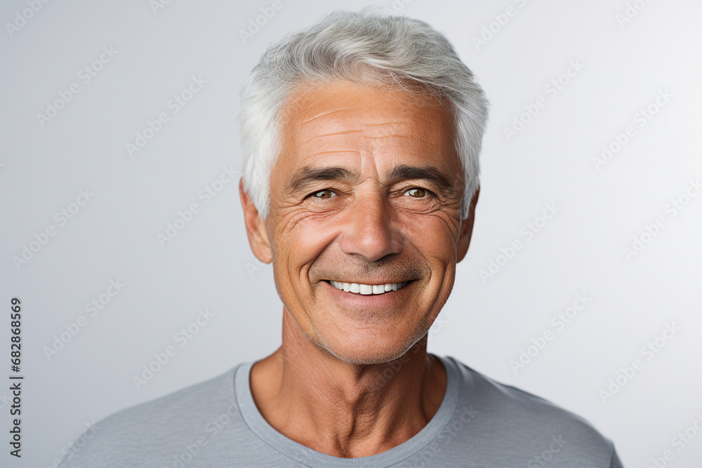 Portrait of handsome man with bright smile veneers after dentist isolated on white background Portrait of handsome man with bright smile veneers after dentist isolated on white background