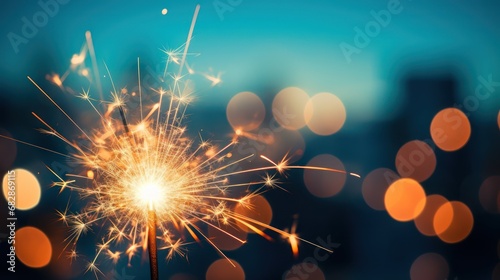 New Year's celebration sparkler at night 