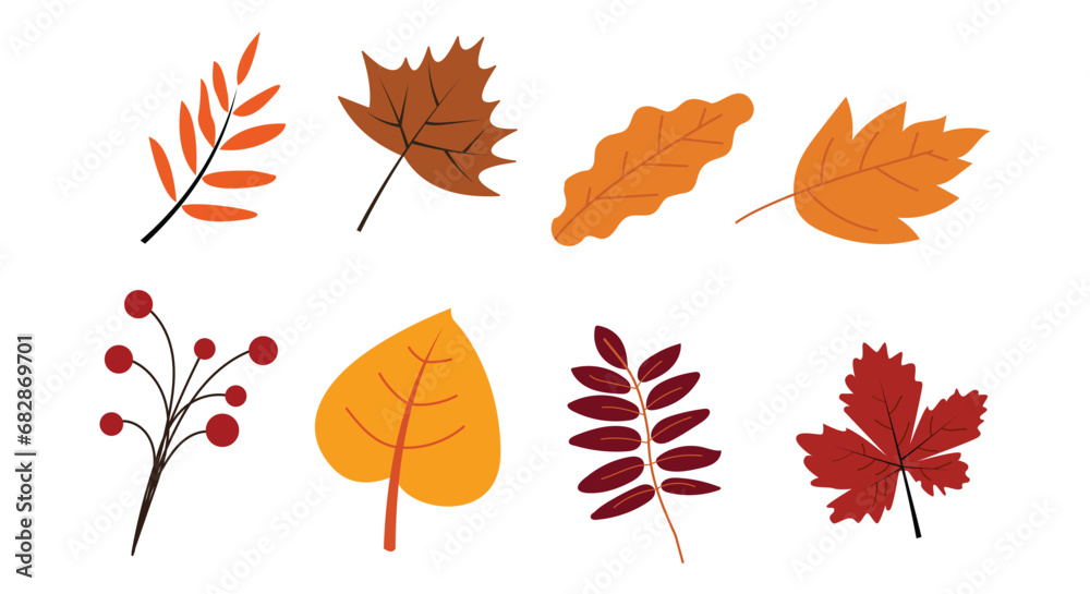 Fototapeta premium Fall autumn leaves Illustrator Brushes stock illustration