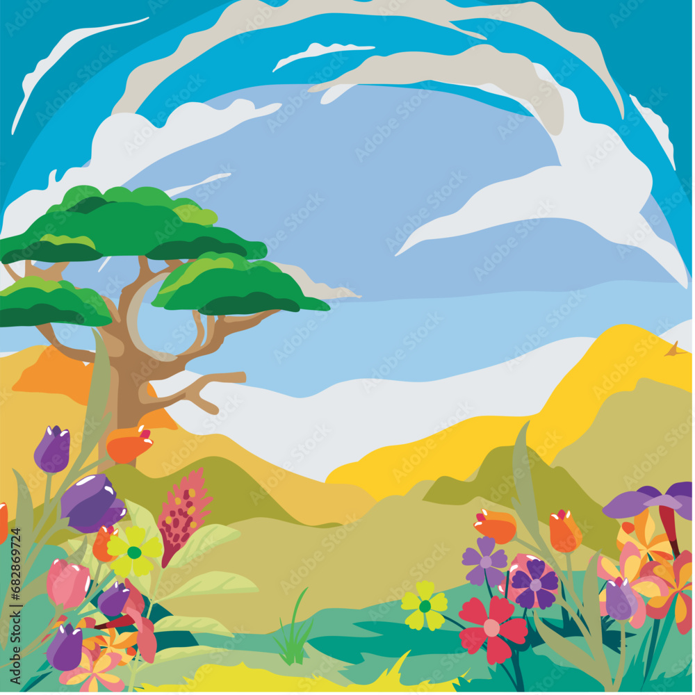 Spring valley vector illustration background