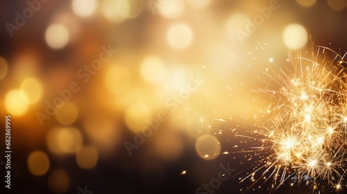 Sylvester New Year, New Year's Eve party event celebration holiday greeting card - Closeup of sparkling sparklers and bokeh lights in the background