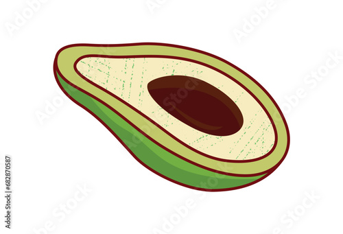 Breakfast element of set in cartoon style. This tantalizing avocado, perfectly capturing the essence of a nutritious morning meal. Vector illustration.